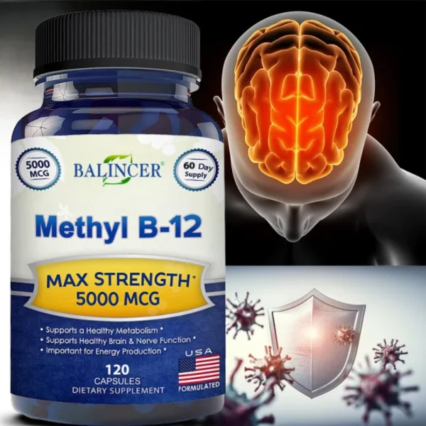 Vitamin B12 - 5000 MCG, Benefits Brain & Heart Function